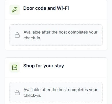 Door code and Wi-Fi card saying it is available after the host completes your check-in