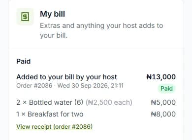 My bill with the bill marked Paid and a View receipt link